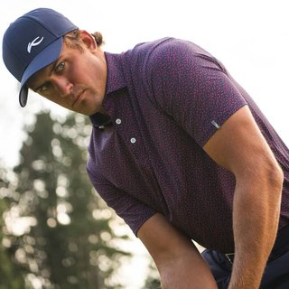KJUS Golfer herr polo, rhubarb/atlanta blue