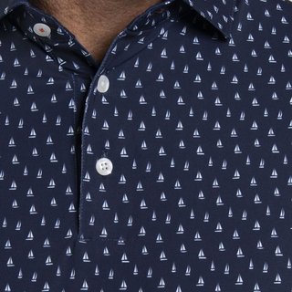 KJUS Golfer herr polo, atlanta blue/white
