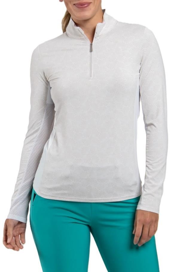 KJUS Sunshine Printed Half-Zip dam sweatshirt, oyster/white