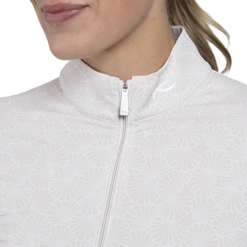 KJUS Sunshine Printed Half-Zip dam sweatshirt, oyster/white