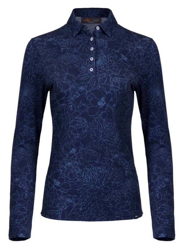 KJUS Hollow Pima Print longsleeve dampolo, atlanta blue/atlanta blue