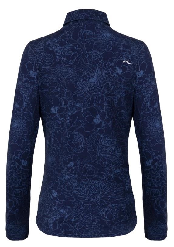 KJUS Hollow Pima Print longsleeve dampolo, atlanta blue/atlanta blue