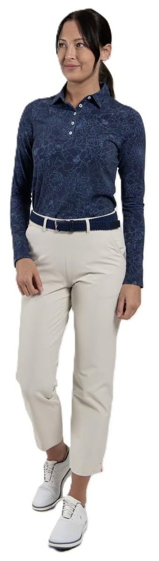 KJUS Hollow Pima Print longsleeve dampolo, atlanta blue/atlanta blue