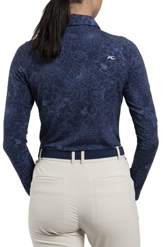 KJUS Hollow Pima Print longsleeve dampolo, atlanta blue/atlanta blue