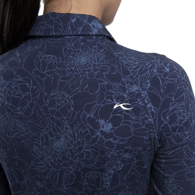 KJUS Hollow Pima Print longsleeve dampolo, atlanta blue/atlanta blue