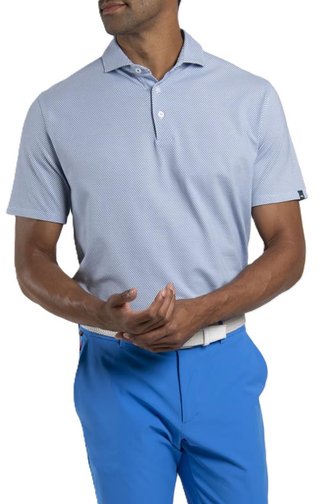 KJUS Hollow Pima Print herr polo, white/catamaran