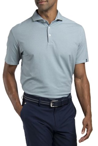 KJUS Hollow Pima Print herr polo, riverbank/white