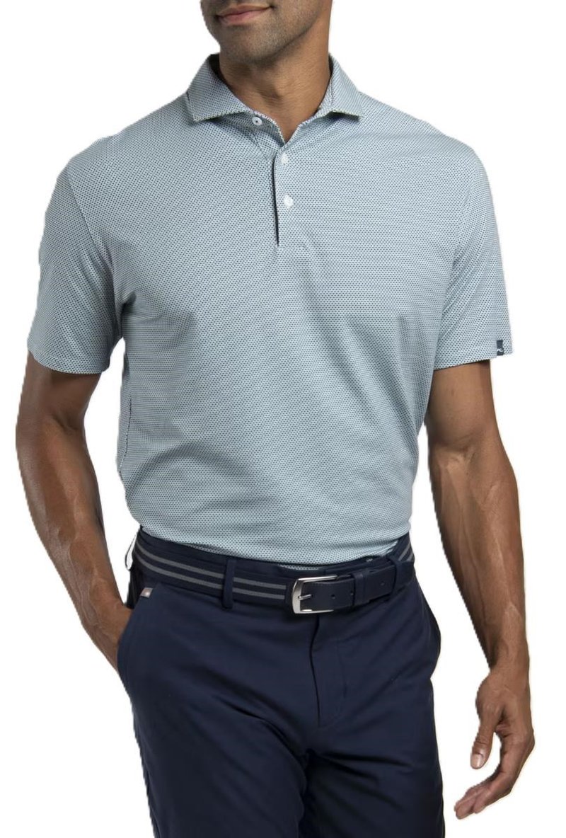 KJUS Hollow Pima Print herr polo, riverbank/white