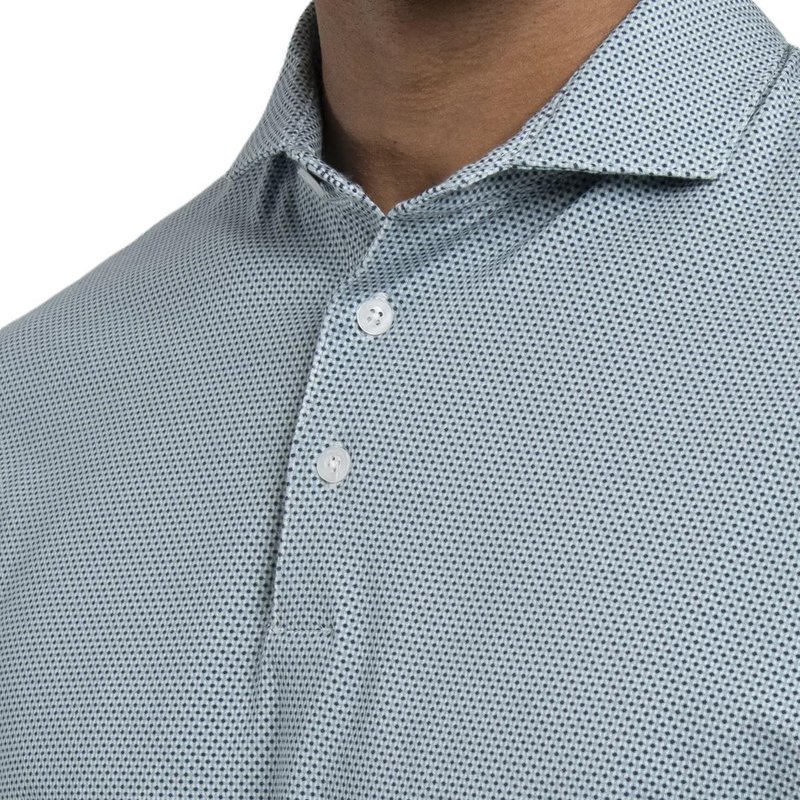 KJUS Hollow Pima Print herr polo, riverbank/white