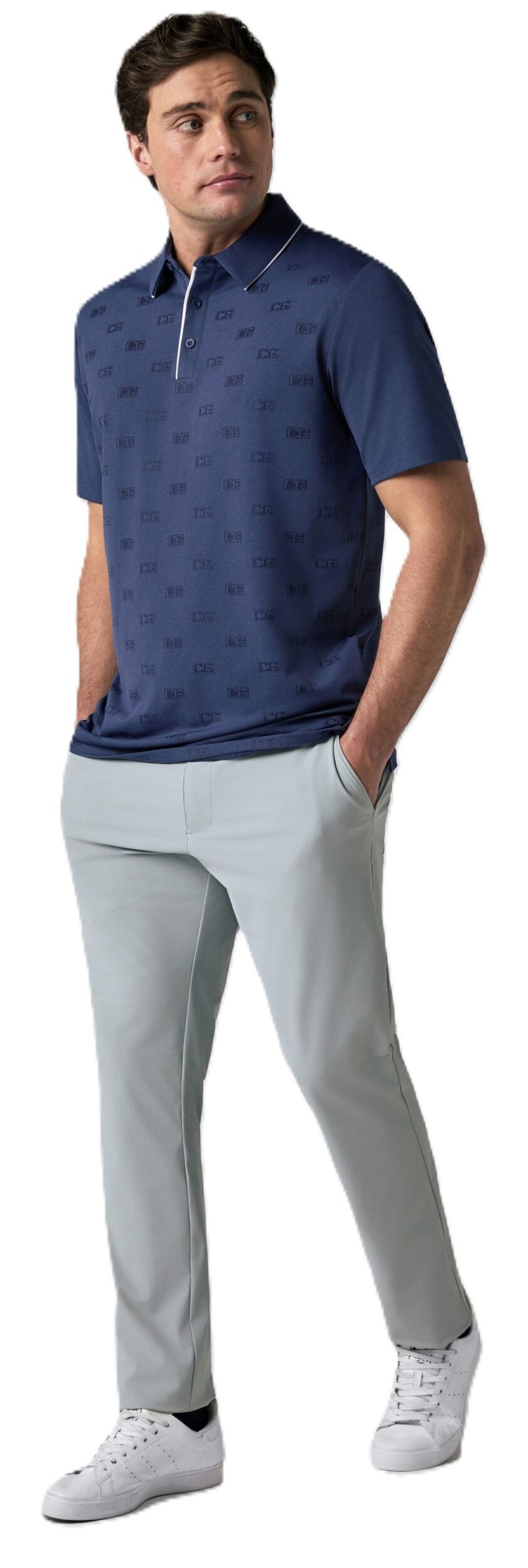 Callaway Mid Century Jacquard herr polo, medieval blue