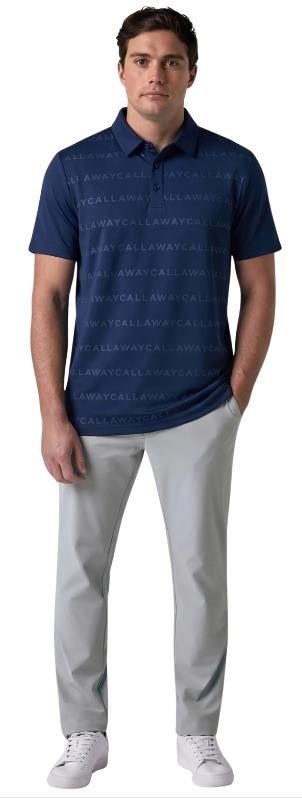Callaway Mid Century Jacquard herr polo, medieval blue