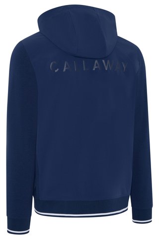 Callaway Mid Century Mixed Media Hooded 1/4 Zip herr sweatshirt, medieval blue