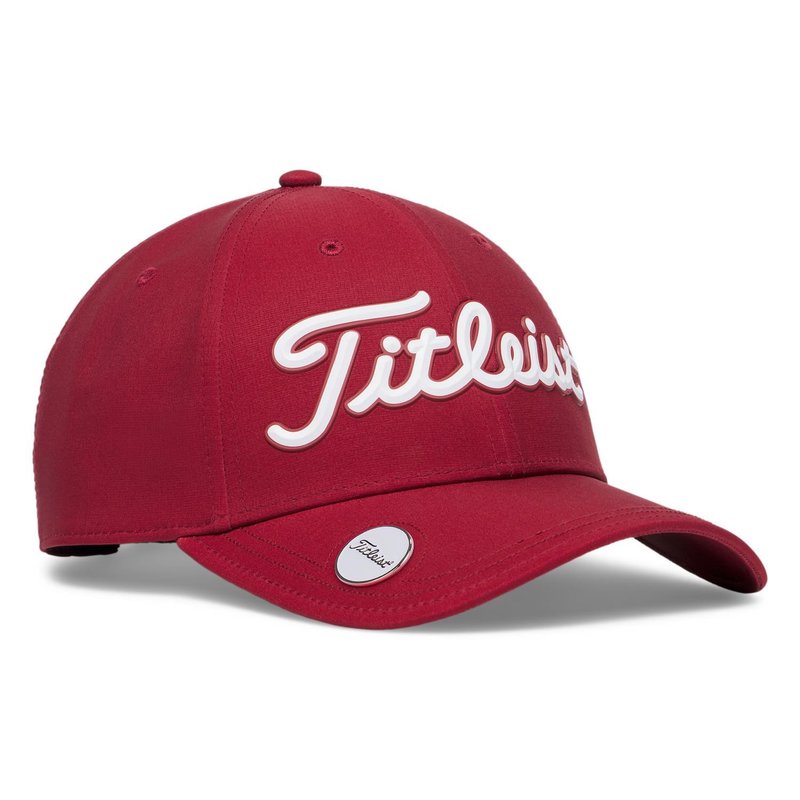 Titleist Players Ball Marker herr keps, karmosin/vit