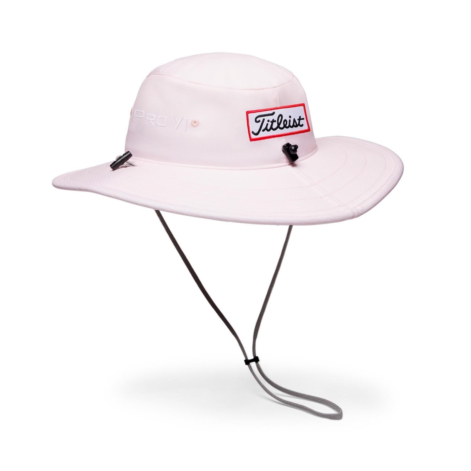 Titleist Tour Aussie herr bucket hat, ljusrosa/vit