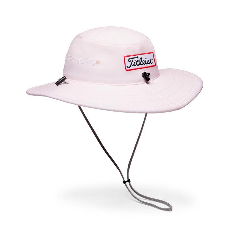 Titleist Tour Aussie herr bucket hat, ljusrosa/vit