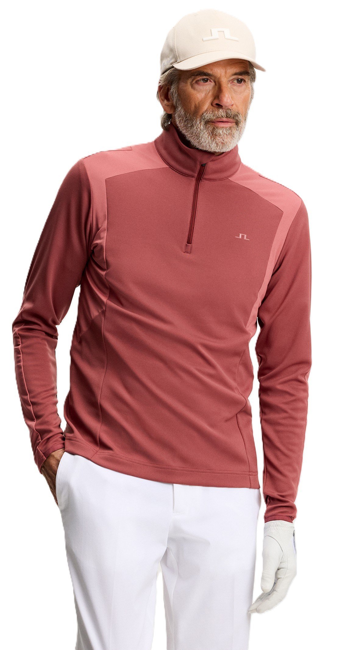 J.Lindeberg Lukas Quarter Zip herr sweatshirt, apple butter