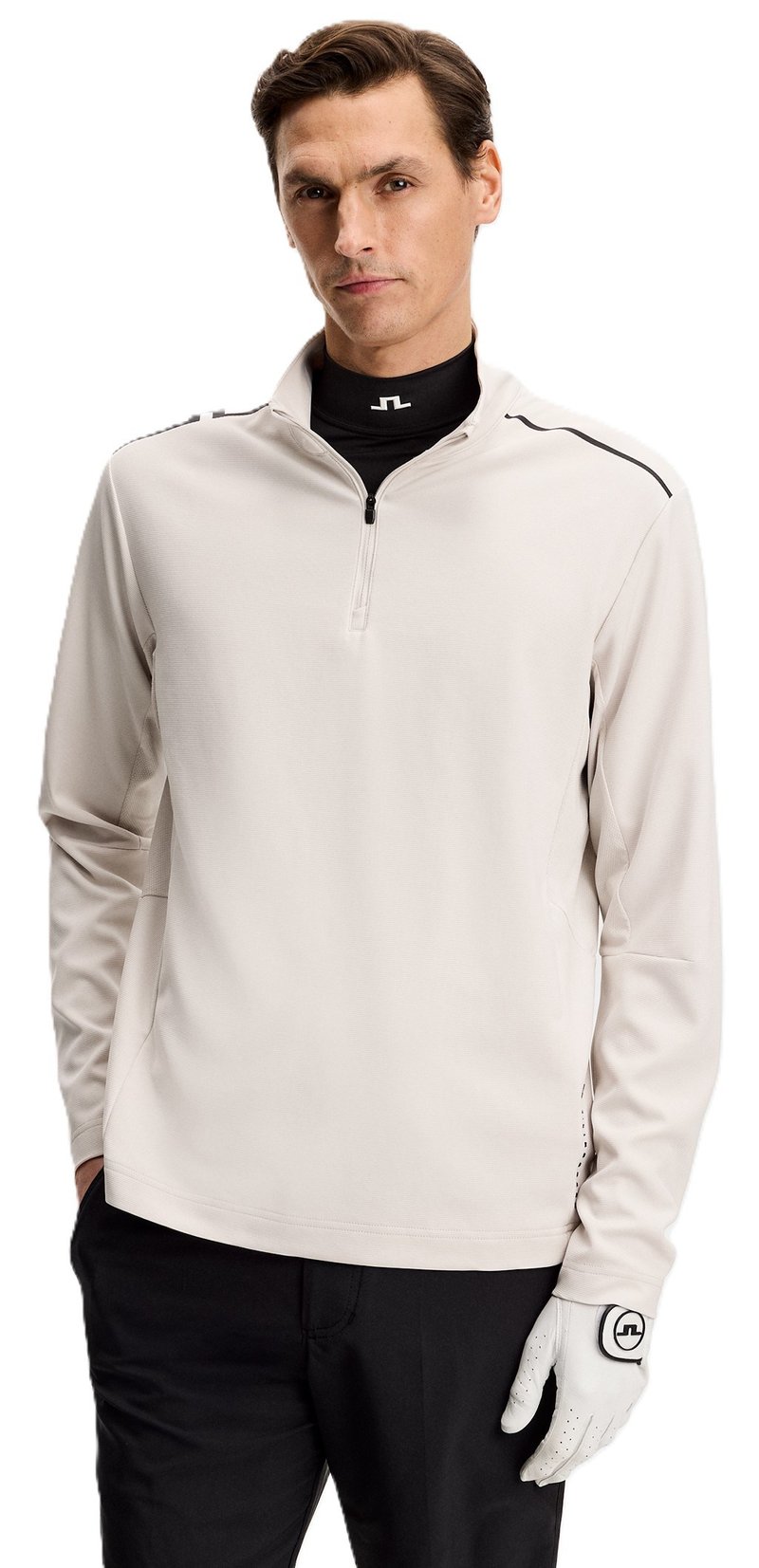 J.Lindeberg Leon Quarter Zip herr sweatshirt, moonbeam