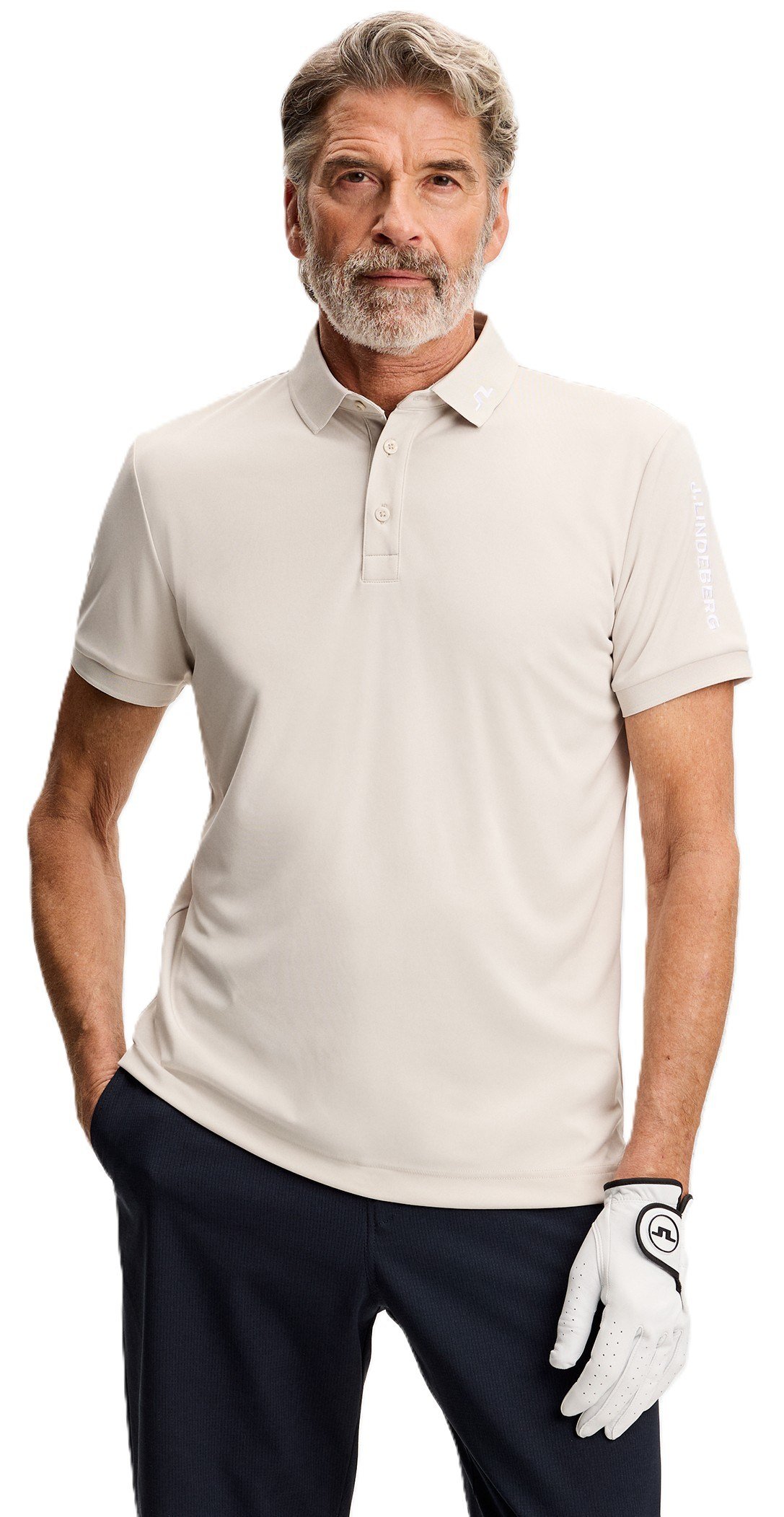 J.Lindeberg Tour Tech Slim Fit herr polo, moonbeam