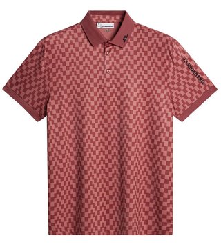 J.Lindeberg Tour Tech Print herr polo, bridge stack apple butter