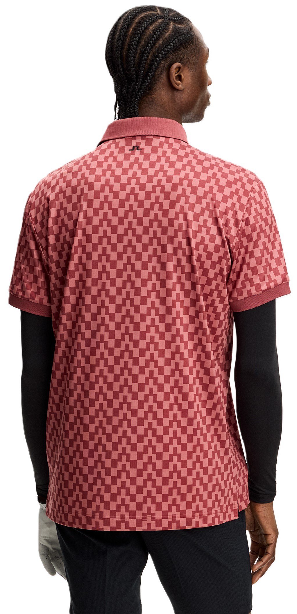 J.Lindeberg Tour Tech Print herr polo, bridge stack apple butter