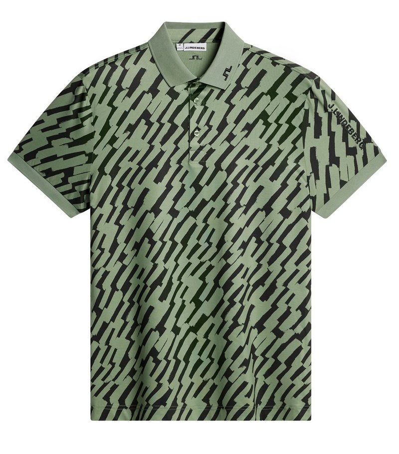 J.Lindeberg Tour Tech Print herr polo, oak green