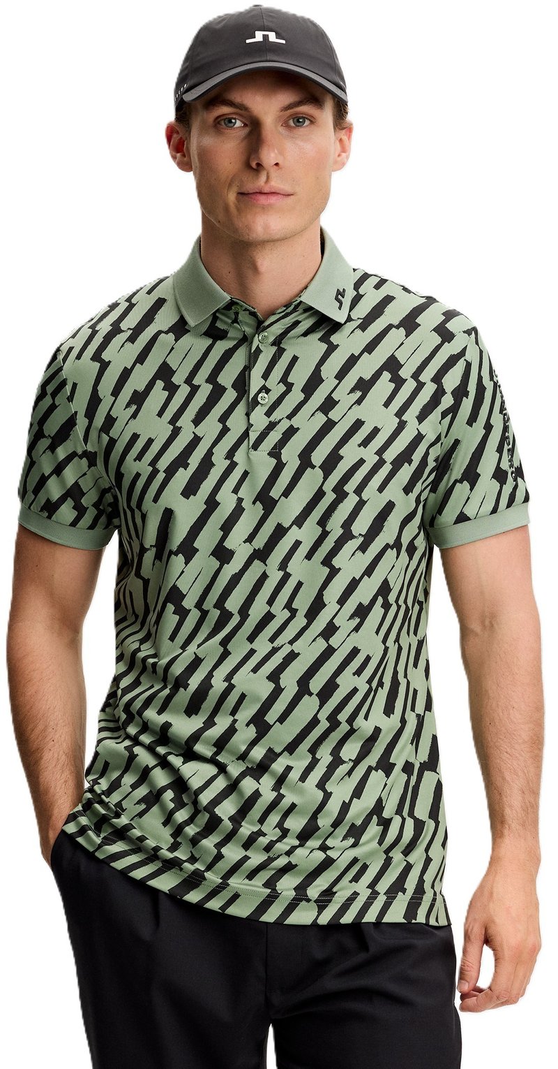 J.Lindeberg Tour Tech Print herr polo, oak green