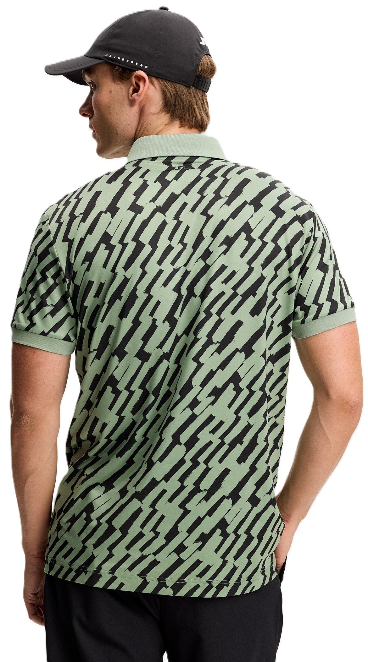 J.Lindeberg Tour Tech Print herr polo, oak green