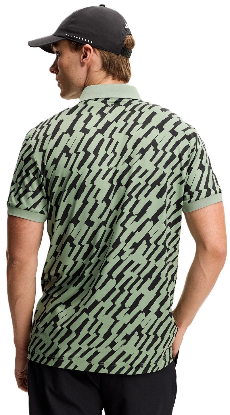 J.Lindeberg Tour Tech Print herr polo, oak green