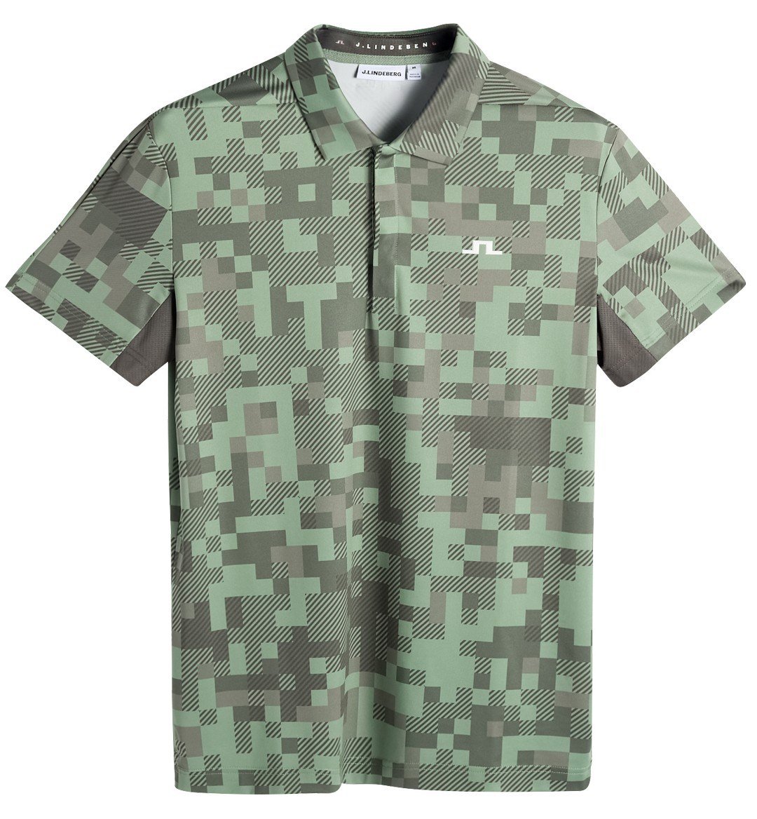 J.Lindeberg Dario Tour Print herr polo, tour 26 tonal green
