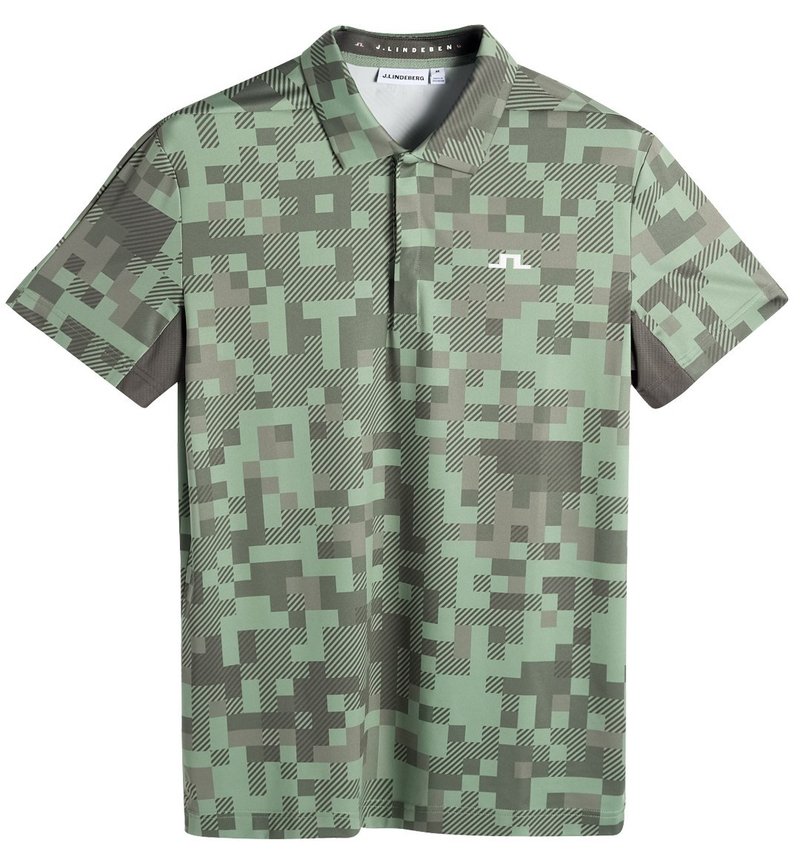 J.Lindeberg Dario Tour Print herr polo, tour 26 tonal green