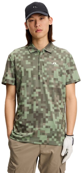 J.Lindeberg Dario Tour Print herr polo, tour 26 tonal green