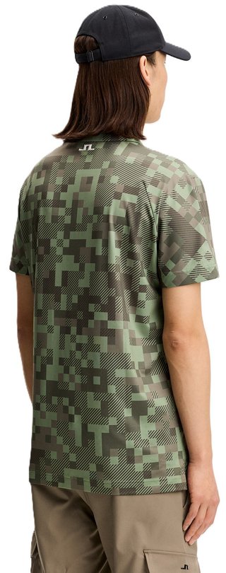 J.Lindeberg Dario Tour Print herr polo, tour 26 tonal green