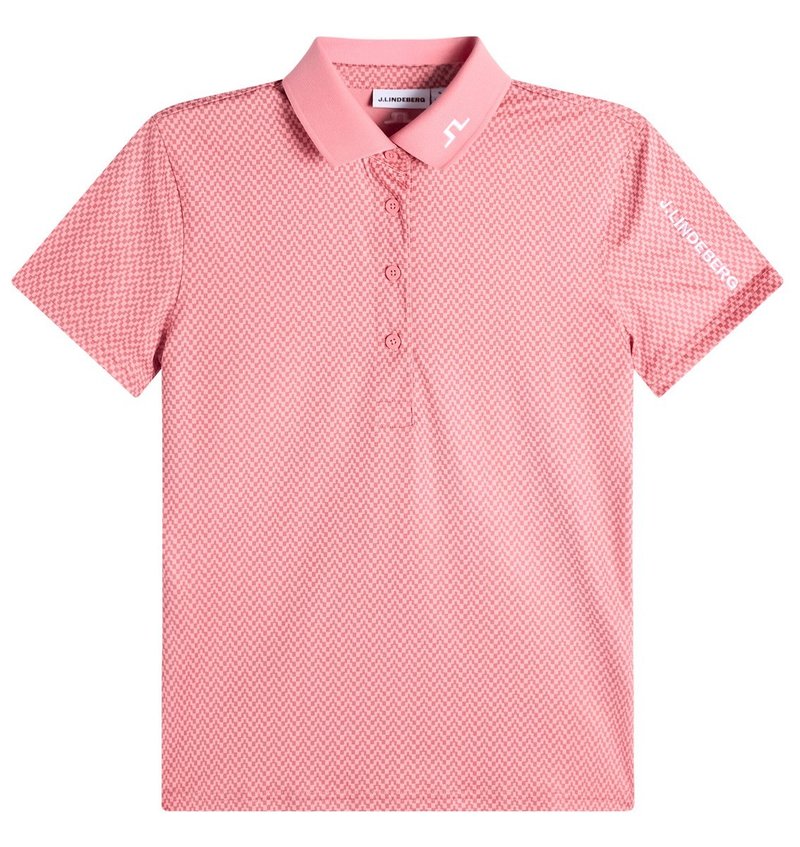 J.Lindeberg Tour Tech Print dam polo, bridge stack rose