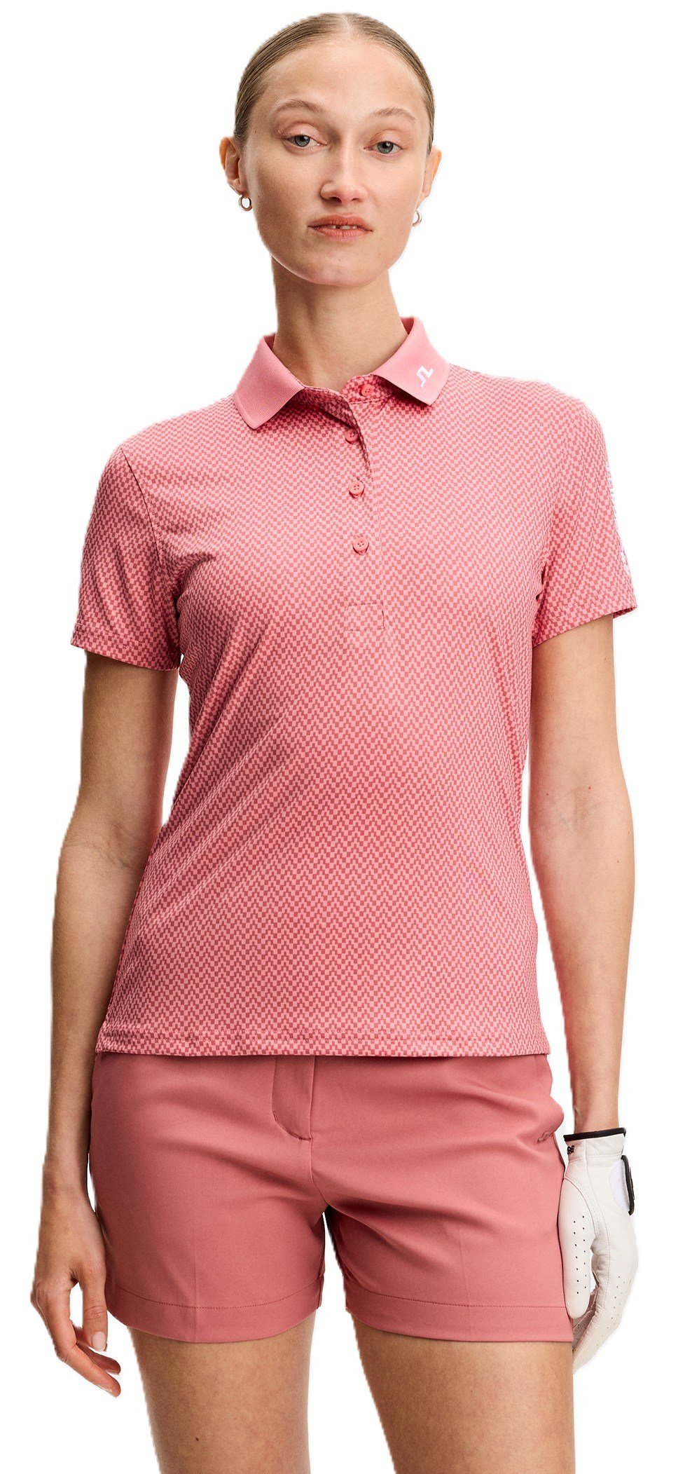 J.Lindeberg Tour Tech Print dam polo, bridge stack rose