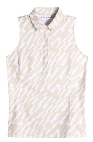 J.Lindeberg Dena Print Sleeveless dampolo, oak island fossil