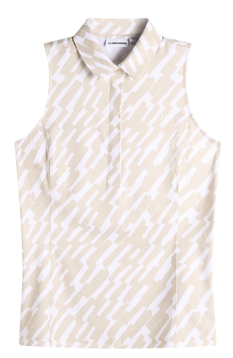 J.Lindeberg Dena Print Sleeveless dampolo, oak island fossil