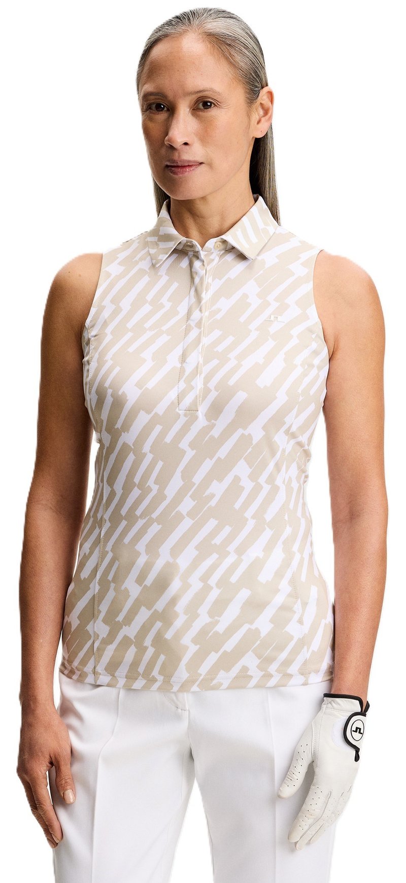 J.Lindeberg Dena Print Sleeveless dampolo, oak island fossil