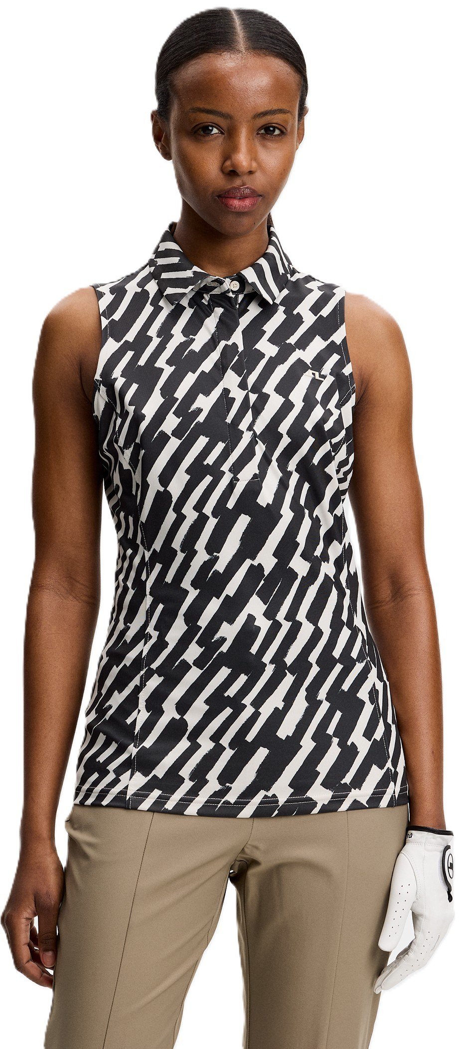 J.Lindeberg Dena Print Sleeveless dampolo, oak moonbeam