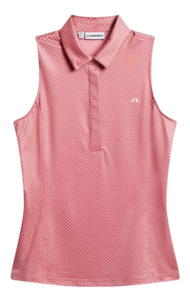 J.Lindeberg Dena Print Sleeveless dampolo, bridge stack rose