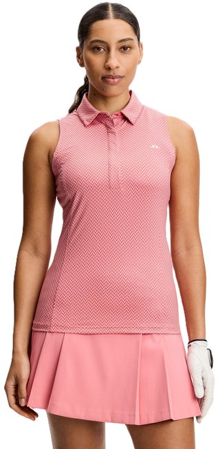 J.Lindeberg Dena Print Sleeveless dampolo, bridge stack rose