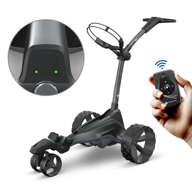 Elektrisk golfvagn med display på handtaget och litiumbatteri
