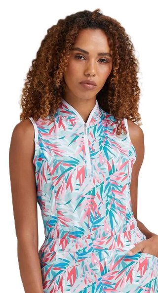 PING Penola Printed Sleeveless dampolo, tropic retreat
