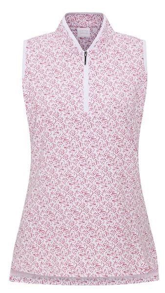 PING Penola Printed Sleeveless dampolo, fuchsia foliage