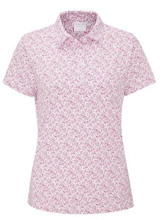 PING Aeria Printed dam-polo, fuchsia foliage