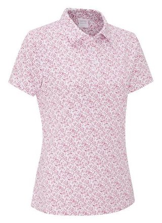 PING Aeria Printed dam-polo, fuchsia foliage