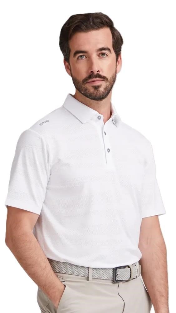 PING Claude Camo Mesh herr polo, vit