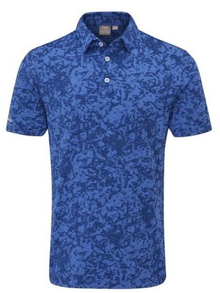 PING Marek Camo Jacquard herr polo, bright cobalt multi