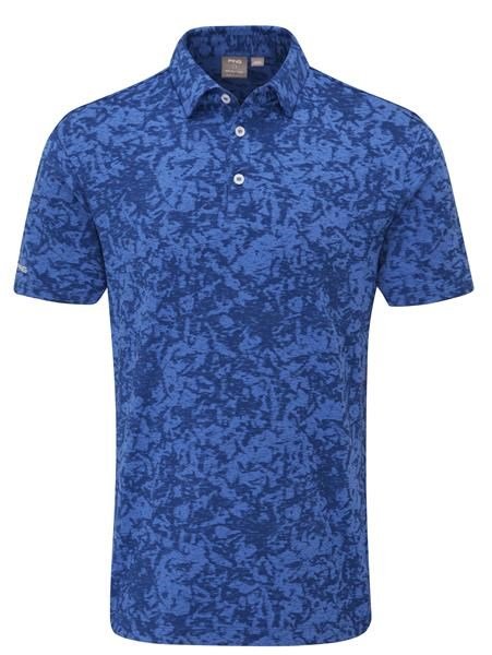 PING Marek Camo Jacquard herr polo, bright cobalt multi