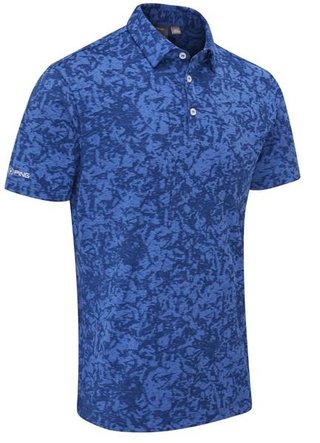 PING Marek Camo Jacquard herr polo, bright cobalt multi