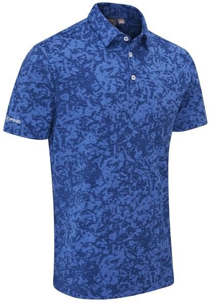 PING Marek Camo Jacquard herr polo, bright cobalt multi